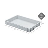 thumbnail of PROREGAL 13x Eurobehälter mit geschlossenem Griff und Scharnierdeckel | HxBxT 7,5x40x60cm | 15 Liter | Grau | Eurobox