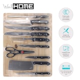 thumbnail of WellHome - 11-delige messenset met acetaathoes en houten plank