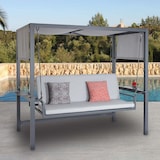 thumbnail of Alu-Hollywoodschaukel HWC-L47, Gartenschaukel Hängeschaukel Liegefunktion, Dach Textil Olefin 195x221x131cm Polster grau