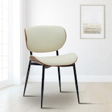 thumbnail of Lot de 2 chaises visiteurs Enid recouvertes de similicuir ou de tissu Noyer / Crème/Similicuir