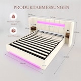 thumbnail of Merax Polsterbett 180x200 cm mit LED & Stauraum, Doppelbett mit hydraulischem Bettkasten, USB-Anschluss, breitem Kopfteil & Lattenrost, Samt, Beige