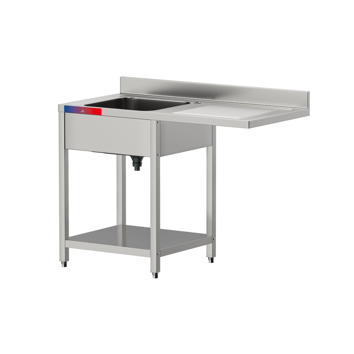 Gasfrit – Lavello sottobanco con 1 vasca e 1 sgocciolatoio,  industriale, in acciaio inox, 1200 x 600 x 850 mm.