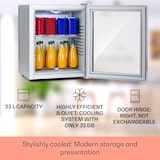 thumbnail of Brooklyn 24 Mini-Kühlschrank Glastür LED Ablage Silber