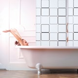 thumbnail of Relaxdays Duschrollo Square, wasserabweisend, Retro Badrollo Wanne u. Dusche, Deckenmontage, 80x240 cm, semitransparent