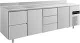 thumbnail of Kühltisch 2 Schubladen links 3 Schubladen mittig je 1 Tür mittig &rechts Aufkantung, 2330x700x850mm -2/+8°C 632l