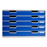 thumbnail of EXACOMPTA Cassettiera Modulo 322003D, sistema modulare a 5 cassetti A3, box PS monoblocco, (PxlxAlt) 35x57,6x32cm, gamma Office, blu