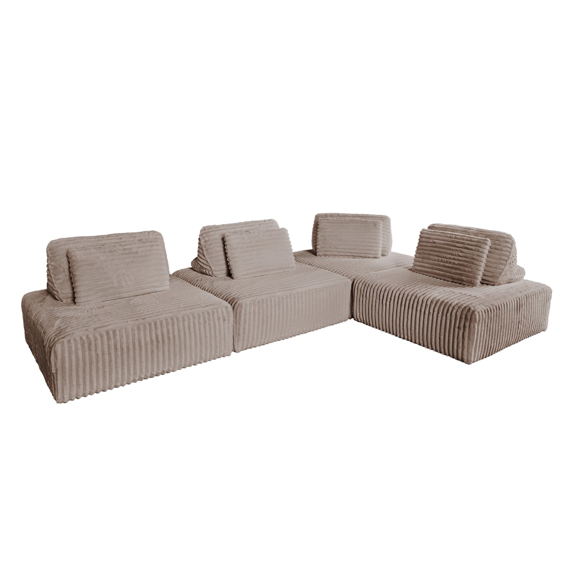 KAWOLA Modulsofa WIOLO SOFT 4 Module 4 Rückenkissen Weicher Breitcord taupe
