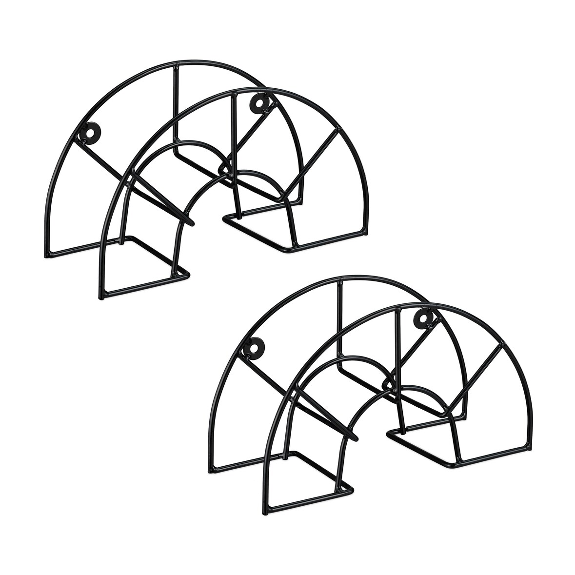 Relaxdays Schlauchhalter, 2er Set, Stahl, für 45 m 5/8" Schlauch, Schlauchhalterung Wand, HBT: 19x30,5x13,5 cm, schwarz