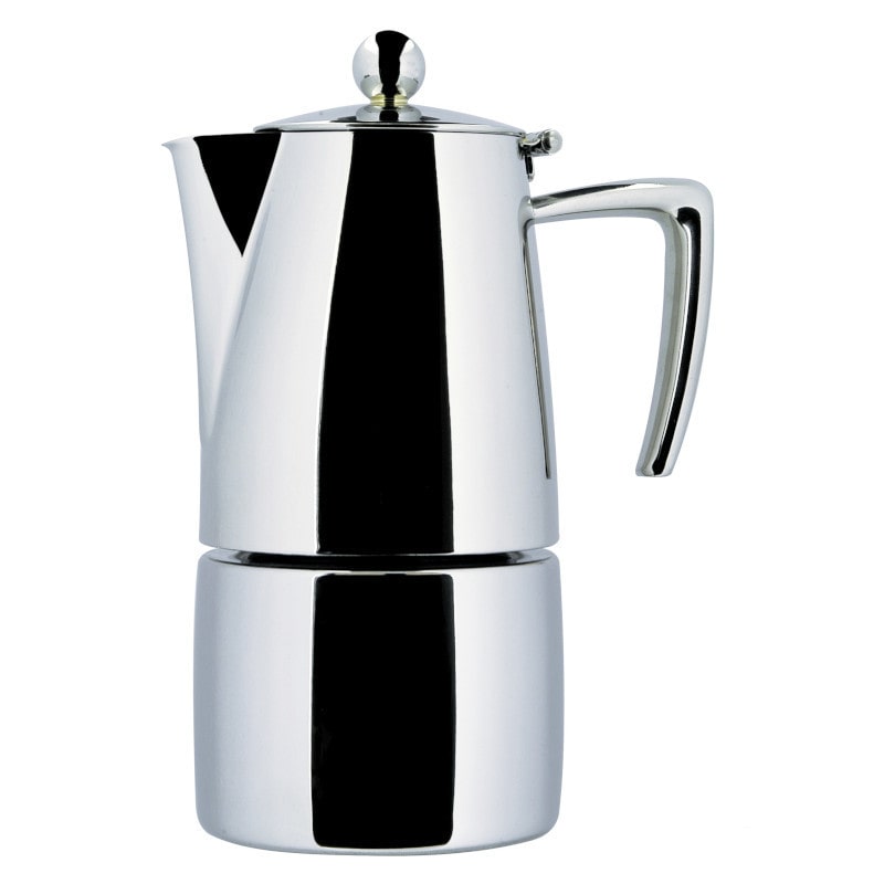 ILSA Cafetière expresso Slancio brillante pour induction en acier inoxydable 18/10 10 tasses