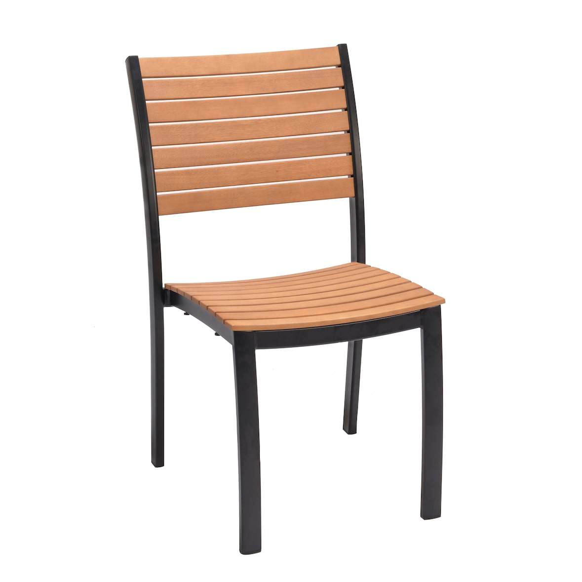 METRO PROFESSIONAL Cadeira empilhável Lynx, alumínio/madeira de eucalipto, prateada