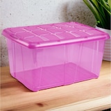 thumbnail of Caja de almacenamiento, pongo todo ropa, 60L litros organizador Impermeable (Rosa Translúcido)