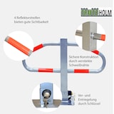 thumbnail of 4x Parkplatzsperre 47 x 73 cm Metall grau abschließ- und klappbar Parkplatzbügel Sperrbügel Poller