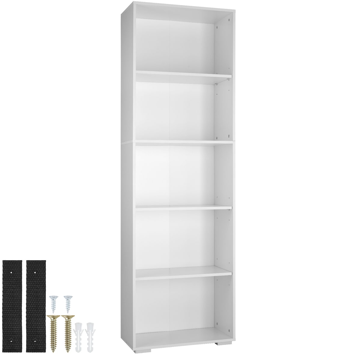 tectake Scaffale per libri Lexi 5 ripiani 60 x 30 x 190 cm - bianco - 403608