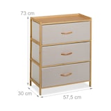 thumbnail of Relaxdays Kommode, Bambus, 3 Stoff-Schubladen, Flur, Schlafzimmer, HBT 73 x 57,5 x 30 cm, Schubladenschrank, natur/beige