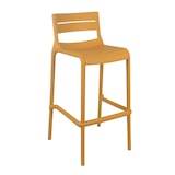 thumbnail of Set van 4 mosterdgele kunststof terrasstoelen