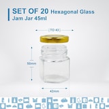 thumbnail of 20x Pequeno Frasco de Mel Hexagonal com Tampa 45ml - Ideal para a Conservação de Mel, Compota, Especiarias, Iogurte