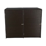 thumbnail of 2er-Mülltonnenverkleidung HWC-E25, Mülltonnenbox Mülltonnenabdeckung, Poly-Rattan 2x120l ~ braun