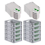 thumbnail of PROREGAL 10x Eurobox NextGen Color mit Scharnierdeckel & Verschlüssen | HxBxT 12x30x40cm | 11 Liter | Griffe grün offen | Glatter Boden