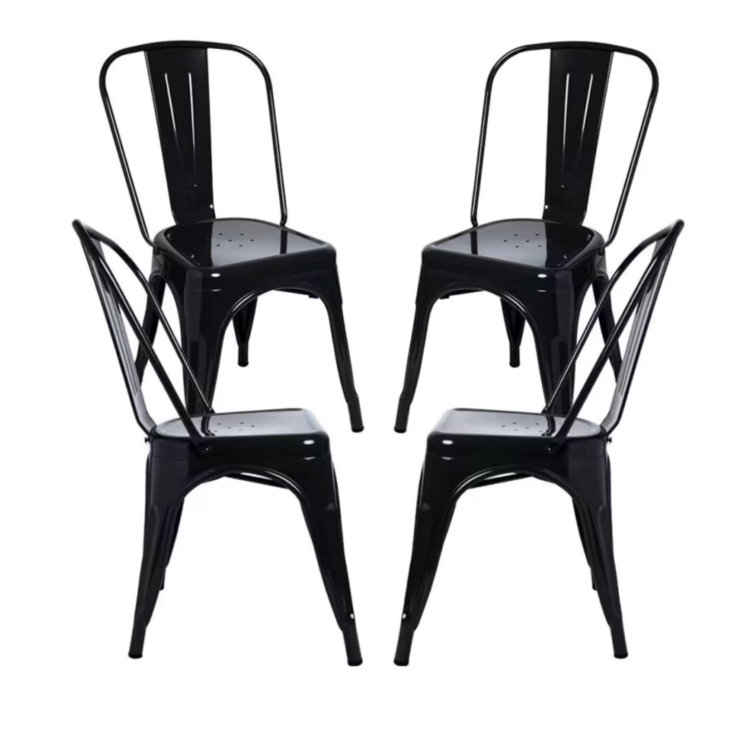 Gasfrit - Silla tolix negra con respaldo pack 4 unidades