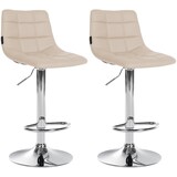 thumbnail of Conjunto de 2 bancos de bar em imitação de pele Jerry creme/cromo