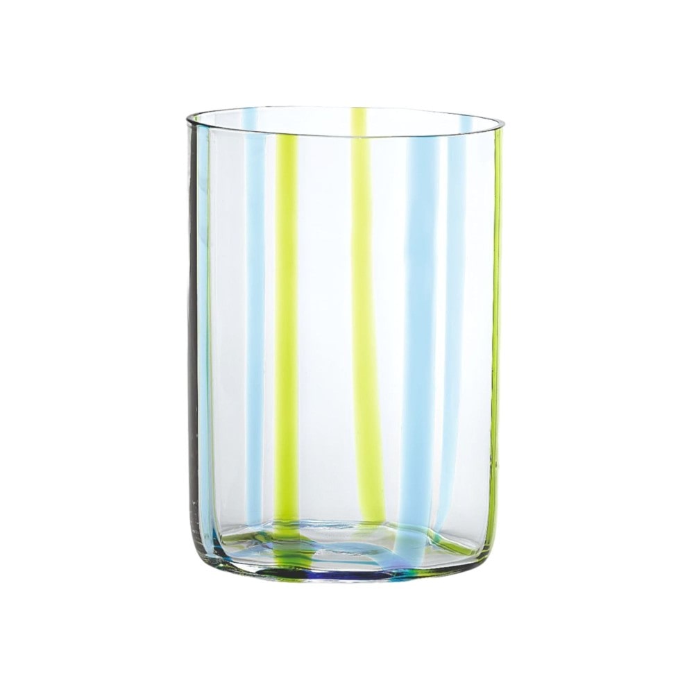 Bicchiere Tirache Zafferano in vetro borosilicato bicolore Acquamarina-verde box 6 pezzi