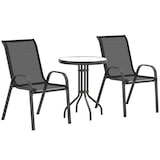 thumbnail of Outsunny conjunto de mesa y sillas de terraza exterior de 3 piezas muebles de jardín exterior con sillas apilables encimera de vidrio negro
