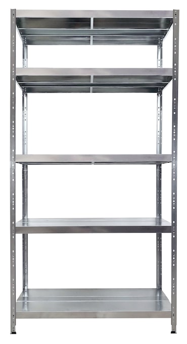 Grima, scaffale in kit, cm.120x50X234h, metallo, 5 piani,montaggio ad incastro, zincato.