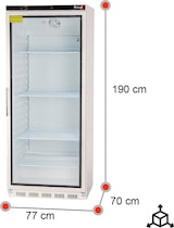 thumbnail of Romux® Kühlschrank ABS 600 Liter mit 1 Tür Glastür 77 cm mit Umluftkühlung weiß | Gastro Kühlschrank mit 600 L Kapazität - 4 Einlegeböden und 280 W