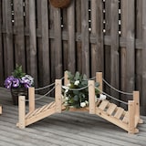 thumbnail of Outsunny puente de jardín de madera con pasamanos de cadenas metálicas puente decorativo para estanque carga 5 kg para patio 100x32x48 cm natural