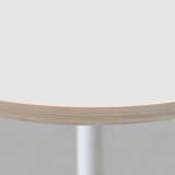 thumbnail of Restootab - Table Ø120cm - pied blanc, plateau blanc chants bois