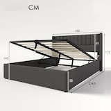 thumbnail of Merax Doppelbett 140x200 Polsterbett aus Leinen mit Lattenrost & Hydraulische Stauraum Grau