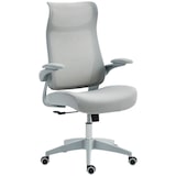 thumbnail of HOMCOM silla de oficina giratoria de malla, con soporte lumbar, reposabrazos abatibles, reposacabezas integrado, basculante, altura ajustable, gris