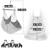 thumbnail of AMANKA XXL Silla Colgante para sentarse 2 personas hamaca 185x130cm 150Kg sillón para mecerse 100% algodón incl pivote giratorio 360° Gris Claro
