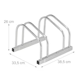 thumbnail of Relaxdays Fahrradständer Boden, für 2 Fahrräder, bis 50 mm Reifenbreite, Metall, Garage, Fahrrad-Aufstellständer, silber