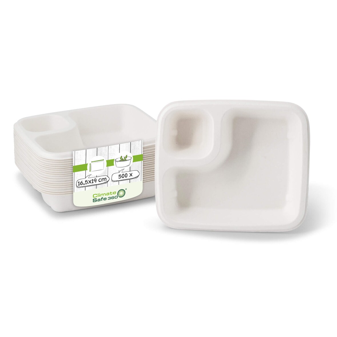 greenbox - Dip-Teller aus Zuckerrohr 16,5 x 19 cm, rechteckig, 500 St.