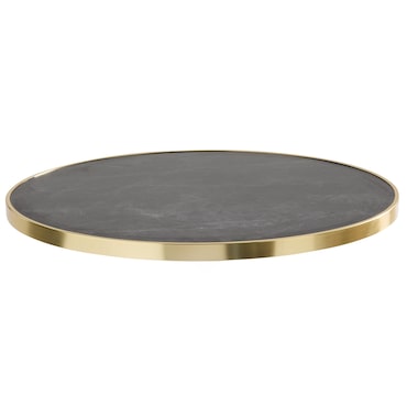 Plateau de table rond marbre noir avec cerclage doré 60 cm Montmartre - Oviala
