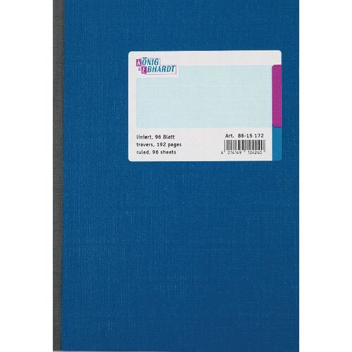 König & Ebhardt Geschäftsbuch DIN A5 Liniert 70 g/m² Blau 96 Blatt
