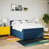 thumbnail of vidaXL Boxspringbett mit Matratze Blau 140x200 cm Stoff