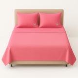 thumbnail of Benetton - 4-delige kingsize beddenset: plat laken (270x280cm), hoeslaken (200x200cm), 2 kussenslopen (50x85cm) 100% katoen roze