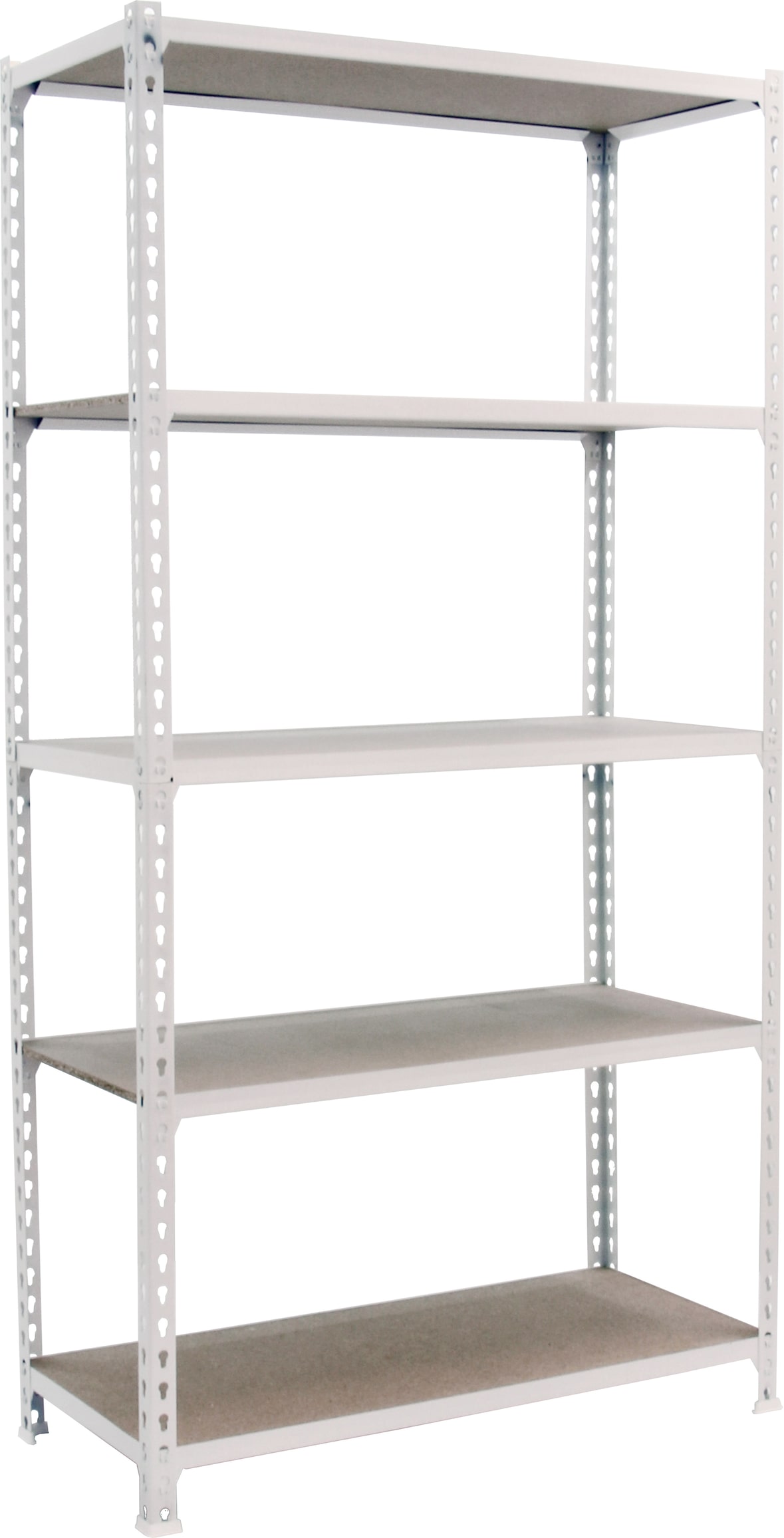 SimonRack Estantería Metálica, 1800x800x300 mm, 5 Alturas, Bandeja Madera, 150 kg de Punto Flexión, Blanco/Madera - Maderclick