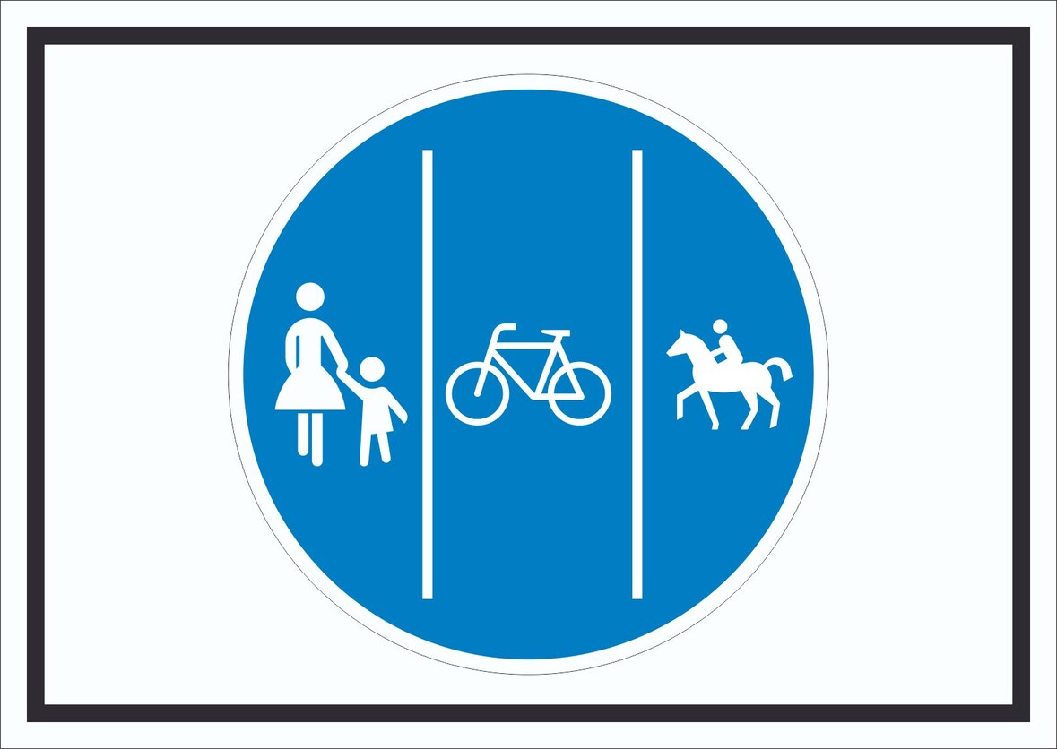 Schild Getrennter Geh-, Rad- und Reitweg Symbol A4 (210x297mm)