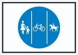 thumbnail of Schild Getrennter Geh-, Rad- und Reitweg Symbol A4 (210x297mm)