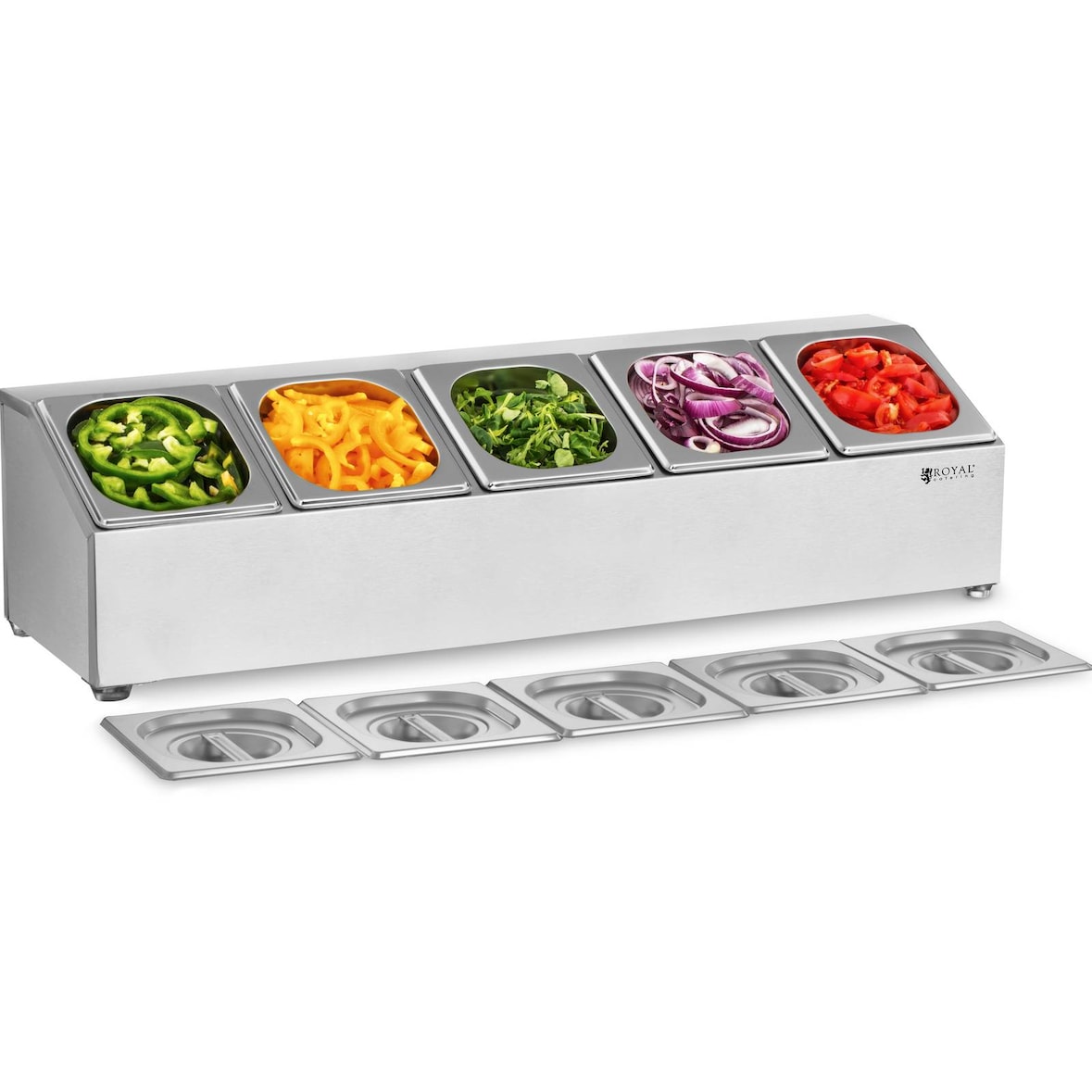 Royal Catering - GN containerhouder - incl. 5 GN 1/6 containers met deksel