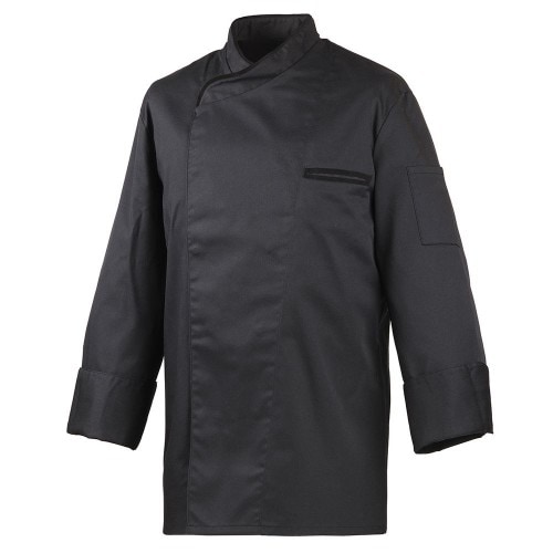 216 - Kochjacke langarm, mit Druckknöpfen : schwarz 65% Polyester 35%Baumwolle 220 g/m² 3XL
