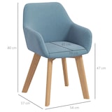 thumbnail of Pack de 2 sillas de comedor sillas de cocina tapizado en terciopelo con respaldo reposabrazos y patas de madera carga 120 kg 54x57x80 cm azul