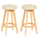 thumbnail of Set van 2 barkrukken Navan, barkruk counter stool, hout imitatieleer draaibaar ~ crème, lichtgekleurde poten