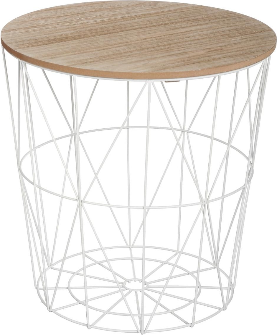 Atmosphera Kumi - Beistelltisch Ø40x41cm aus Eisen und MDF in Weiß