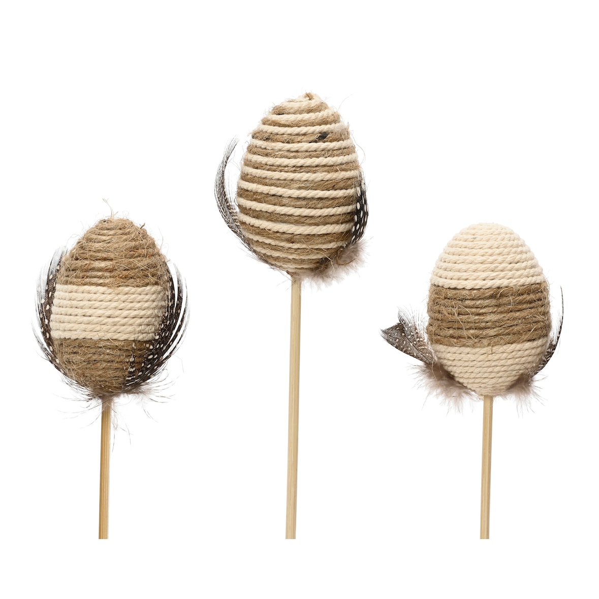 1 Osterstecker Osterei 43cm Blumenstecker - Pflanzstecker Pflanzendeko Dekostecker - Dekoeier Osterdeko Frühlingsdeko Bruchfest Jute Beige Braun
