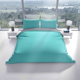 thumbnail of Baumwolle Bettwäsche 135x200 cm Petrol Türkis Grau gestreift Wendeseite Reißverschluss 2 tlg