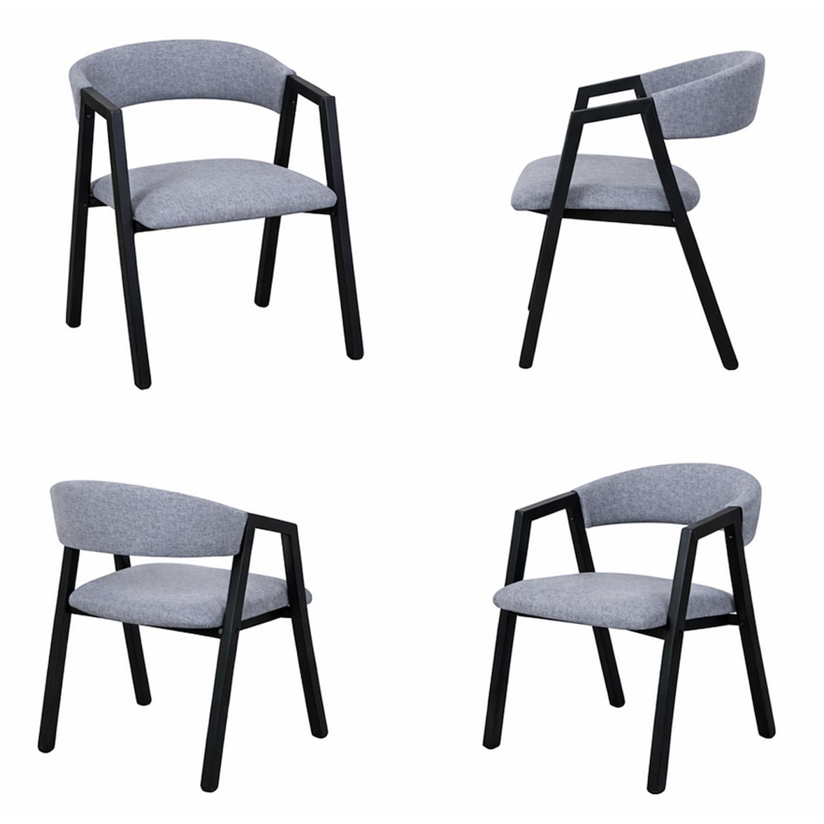 Yelloo - mod. MILANO Juego de 4 sillas modernas en tela negra y gris